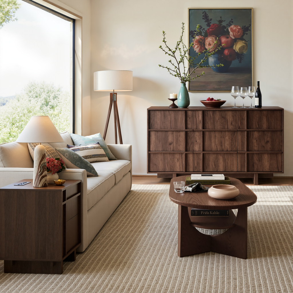 The Linear Nightstand | Deep Walnut Mid-Century Bedside Table