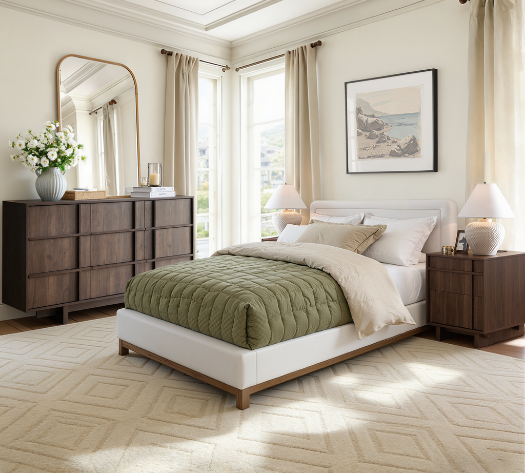 The Linear Nightstand | Deep Walnut Mid-Century Bedside Table