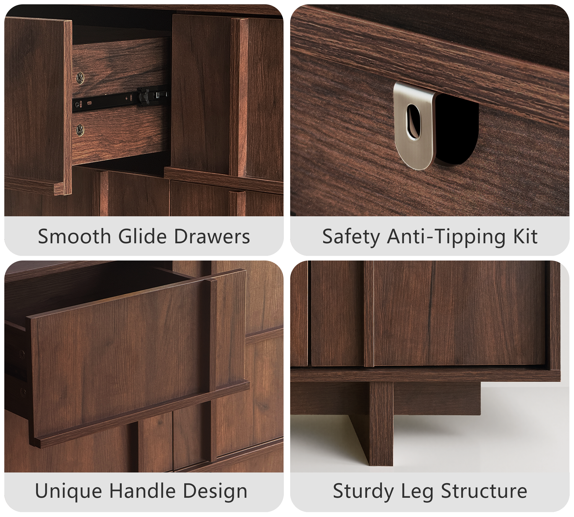 The Linear 55" Walnut Dresser | Sculptural Mid-Century 9-Drawer Chest