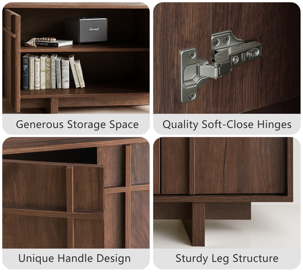 The Linear 65.6" TV Stand | Deep Walnut Mid-Century Media Console