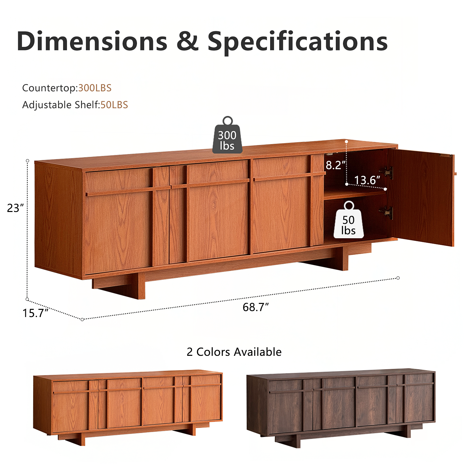 The Linear 65.6"" TV Stand | Deep Cherry Mid-Century Media Console