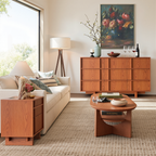 The Linear Nightstand | Deep Cherry Mid-Century Bedside Table