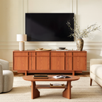 The Linear 65.6"" TV Stand | Deep Cherry Mid-Century Media Console