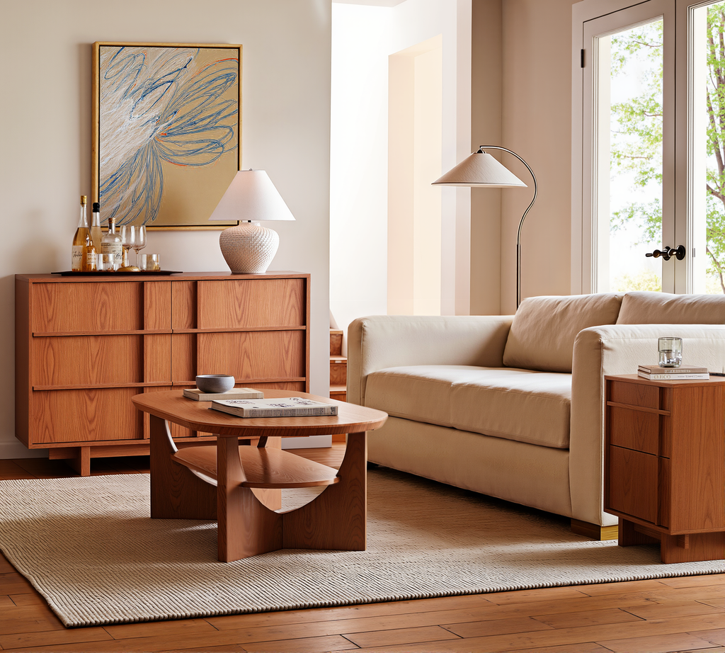 The Linear 47.2" Cherry  Dresser | Sculptural Mid-Century 6-Drawer Chest