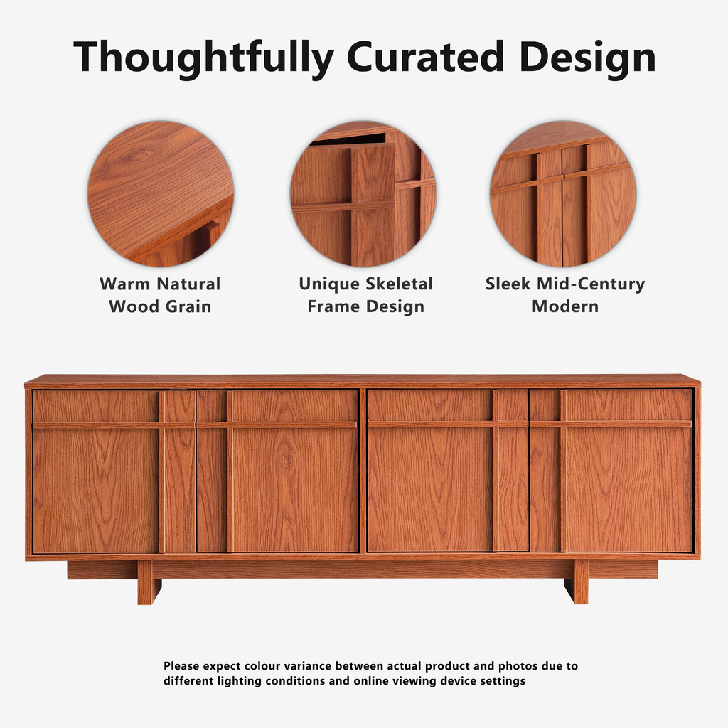 The Linear 65.6"" TV Stand | Deep Cherry Mid-Century Media Console