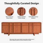 The Linear 65.6"" TV Stand | Deep Cherry Mid-Century Media Console