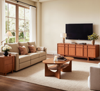 The Linear 65.6"" TV Stand | Deep Cherry Mid-Century Media Console