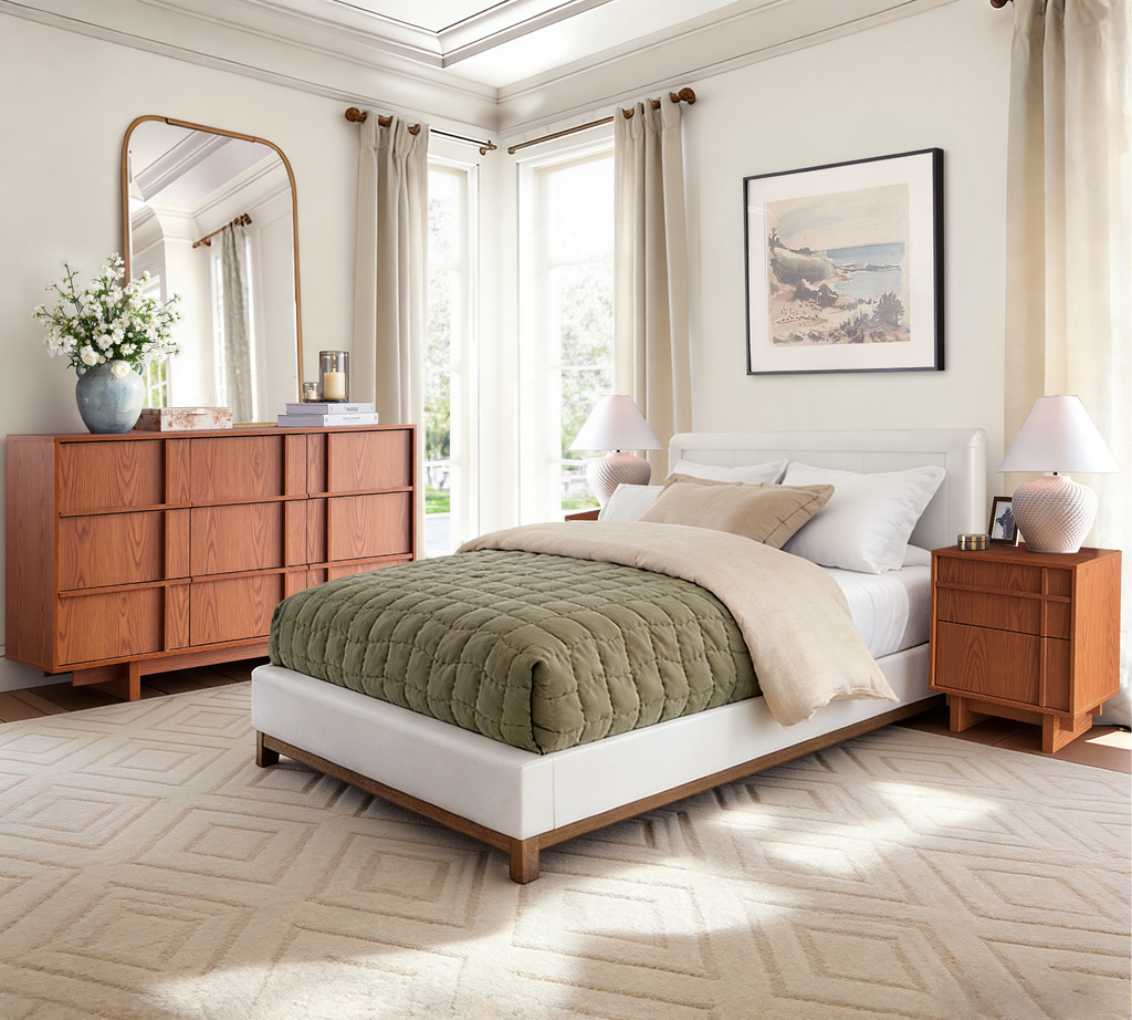The Linear Nightstand | Deep Cherry Mid-Century Bedside Table